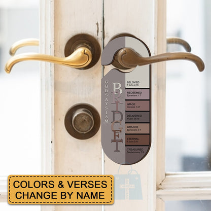 Personalized Christian Door Knob Hanger – God Says I Am Door Knob Sign – Personalized Name with Verses – Premium Acrylic or Wood | CHRISTIANARTBAG