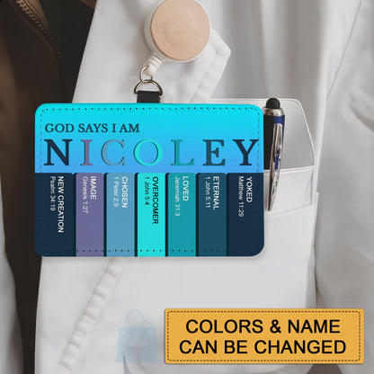 Personalized Leather Badge Holder with Bible Verses – Christian Name ID Tag for Nurses, Teachers & Professionals - CAB02051525