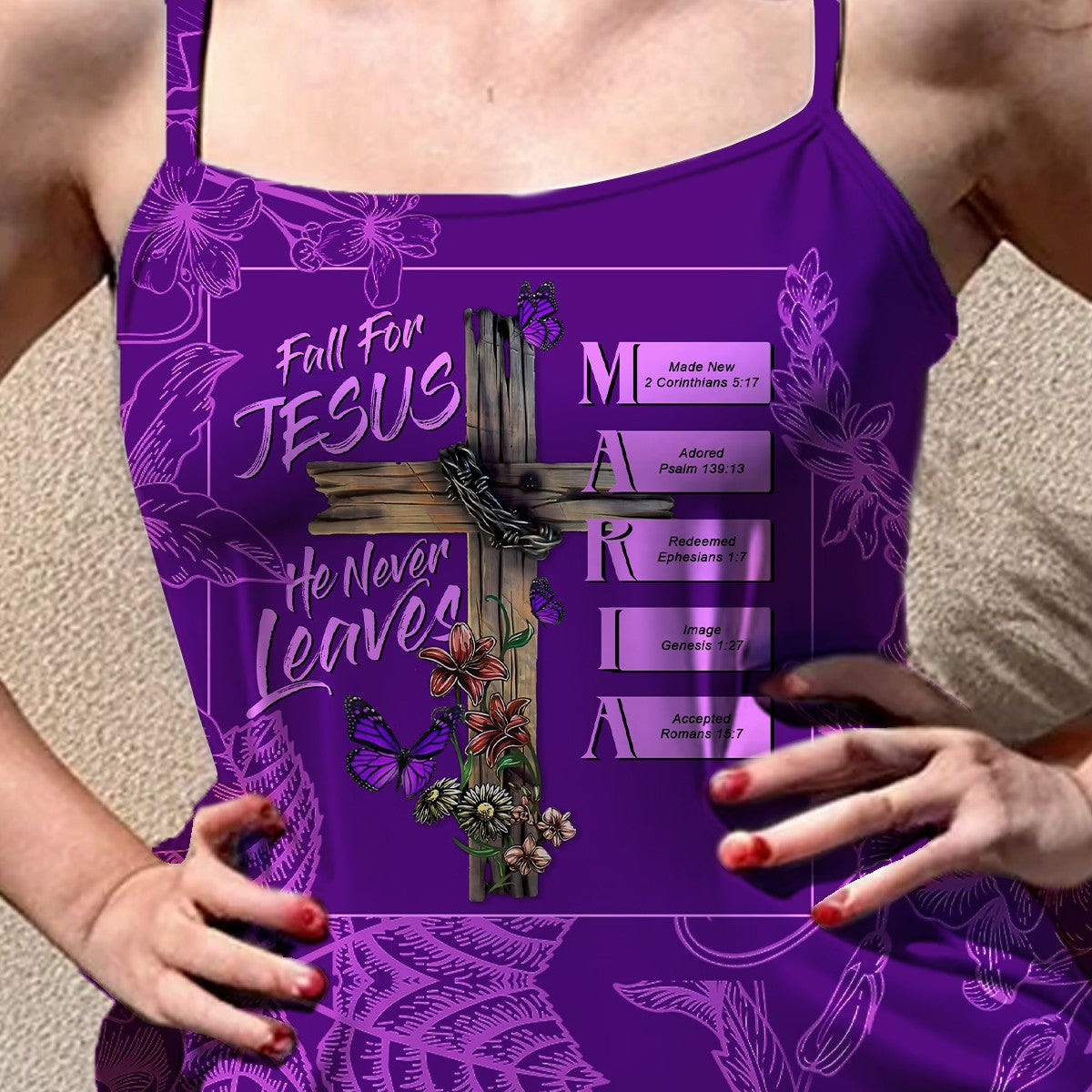 Christian Faith Dress for Women – Bible Verses Purple Print Maxi Dress with Bible Verses | Uncover the sacred meaning of your name