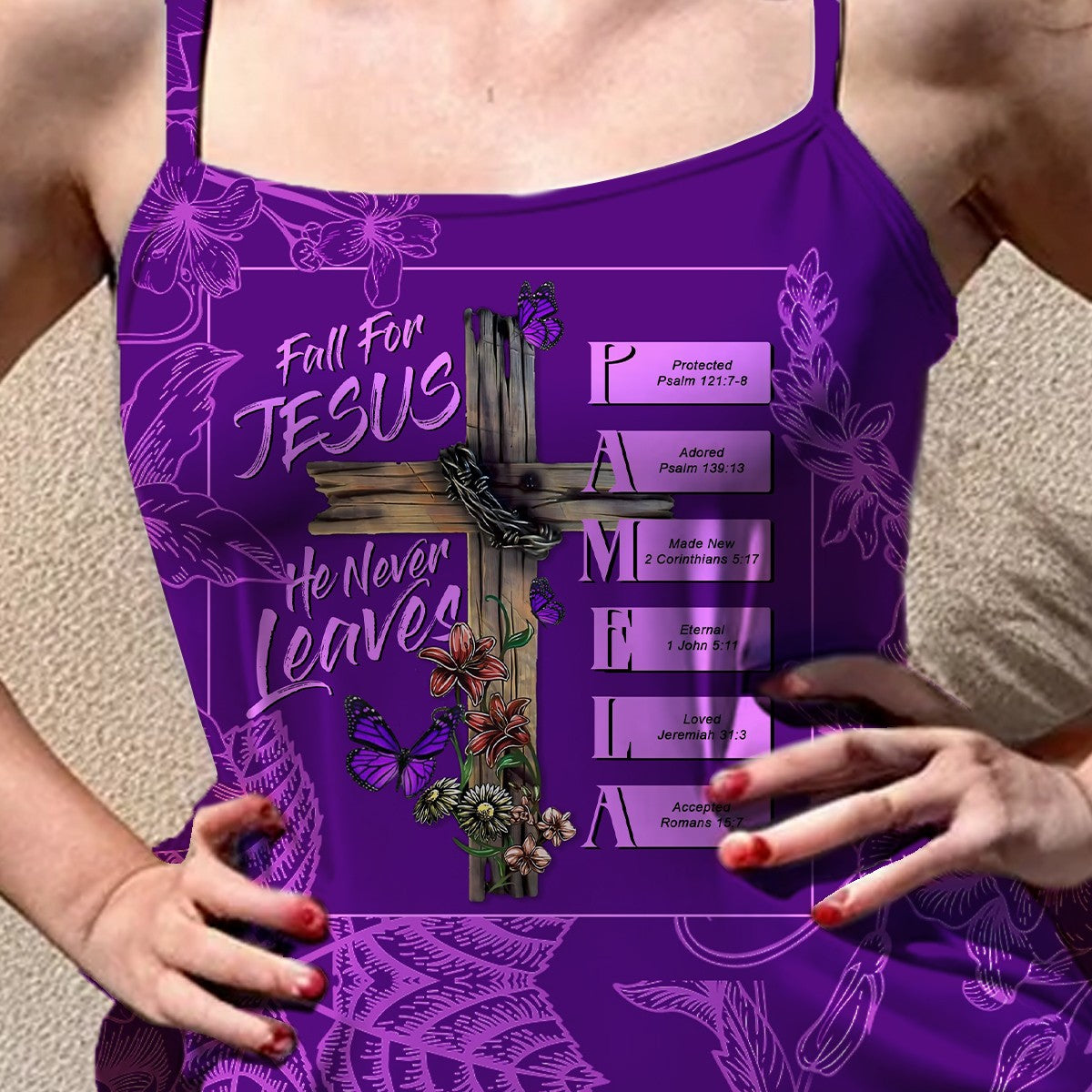 Christian Faith Dress for Women – Bible Verses Purple Print Maxi Dress with Bible Verses | Uncover the sacred meaning of your name