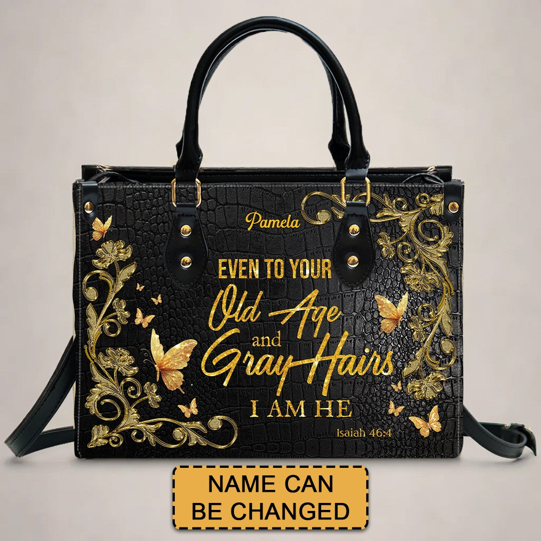 Personalized Leather Handbag – Stand firm in the Lord – Even to your old age and gray hairs I am He – Isaiah 46:4 | CHRISTIANARTBAG