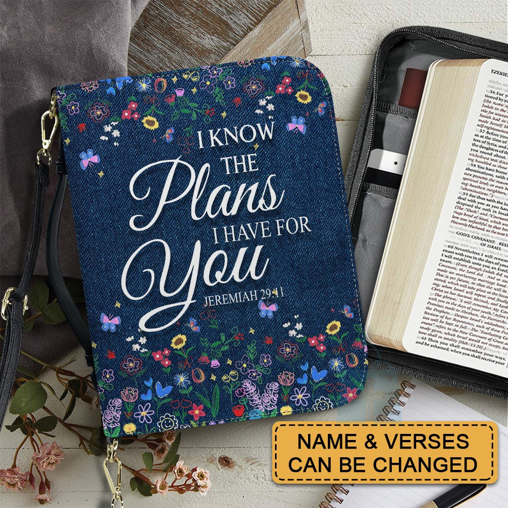 CHRISTIANARTBAG Bible Cover - I Know The Plans I Have For You - Custom Name and Bible Verse - Personalized Bible Cover, CABBBCV01180625