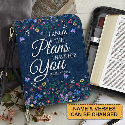 CHRISTIANARTBAG Bible Cover - I Know The Plans I Have For You - Custom Name and Bible Verse - Personalized Bible Cover, CABBBCV01180625
