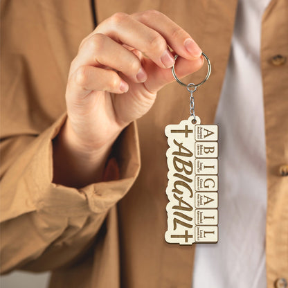 CHRISTIANARTBAG Personalized Christian Keychain - Uncover the sacred meaning of your name – Custom Name & Bible Verse Wood Gift
