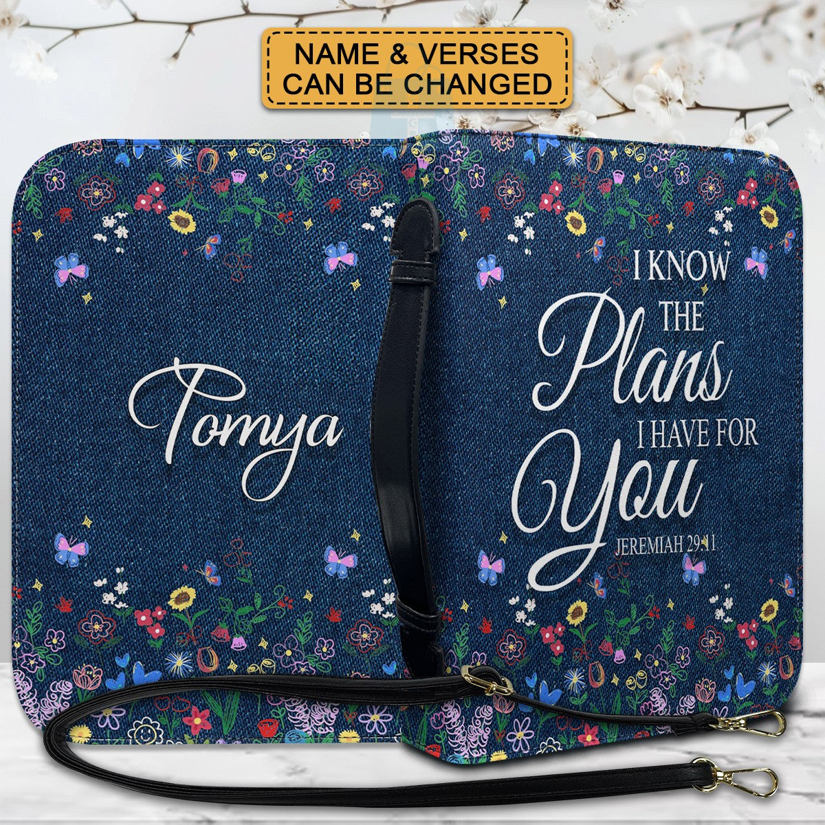 CHRISTIANARTBAG Bible Cover - I Know The Plans I Have For You - Custom Name and Bible Verse - Personalized Bible Cover, CABBBCV01180625