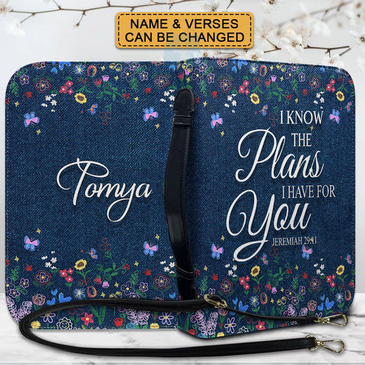 CHRISTIANARTBAG Bible Cover - I Know The Plans I Have For You - Custom Name and Bible Verse - Personalized Bible Cover, CABBBCV01180625