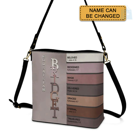 Personalized Christian Bucket Bag – Uncover the sacred meaning of your name | CHRISTIANARTBAG