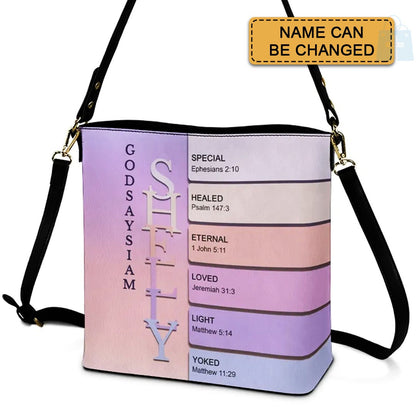 Personalized Christian Bucket Bag – Uncover the sacred meaning of your name | CHRISTIANARTBAG