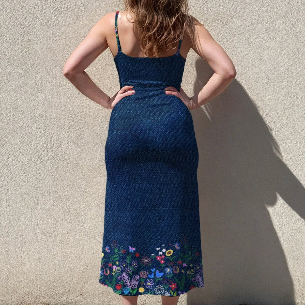 Christian Faith Dress for Women – Bible Verses Denim Print Maxi Dress with Bible Verses | Inspirational Religious Summer Dress
