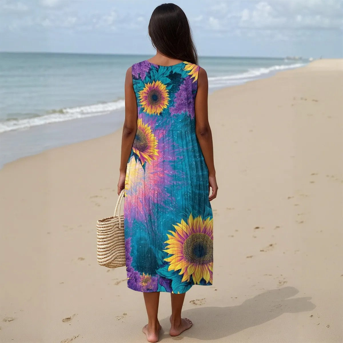 Personalized Sunflower Maxi Dress with Bible Verse Acronym – Faith Dress for Women | Christian Summer Clothing