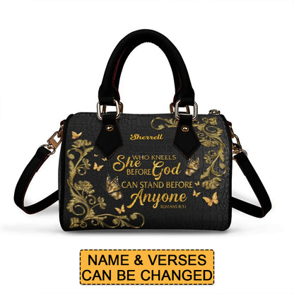 Personalized Classic Barrel-Shaped Leather Handbag - Personalized Christian Purse with Name & Scripture - CABLTB01020725