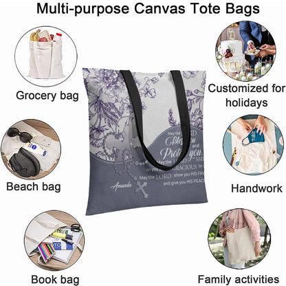 Personalized Christian Canvas Tote Bag with Bible Verses – Custom Name Faith Tote by CHRISTIANARTBAG