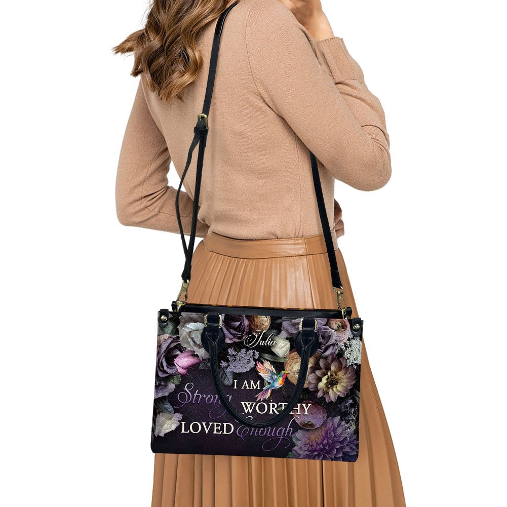 Customizable Leather Tote with Floral Design - 'Your Name' Personalized Bag by CHRISTIANARTBAG CABLTHB01150424.