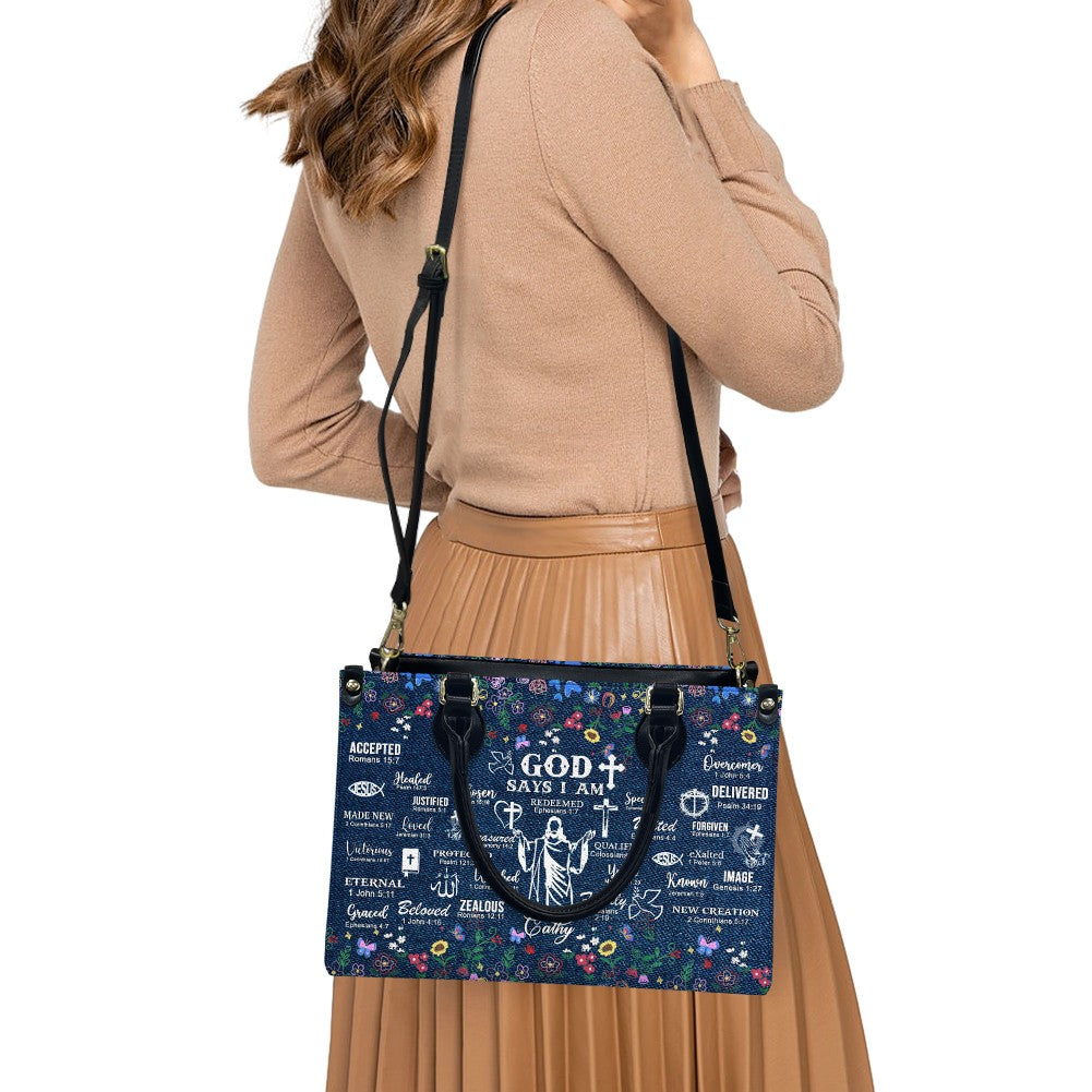 Christianartbag Handbags, God Says I Am Leather Handbag, Personalized Bags, Gifts for Women, Christmas Gift, CABLTB01200625