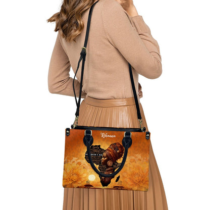 Customizable Afrocentric Leather Tote Bag - Personalized Elegant Designer Handbag by CHRISTIANARTBAG CABLTHB01130424.