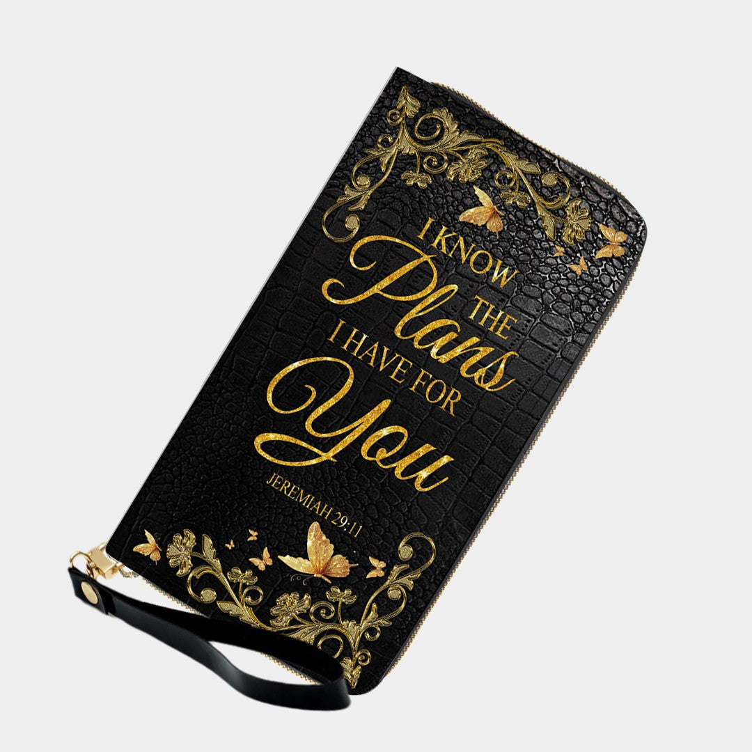 CHRISTIANARTBAG Bible Cover - I Know The Plans I Have For You - Free Clutch Purse with Personalized Leather Handbag - CAB060625