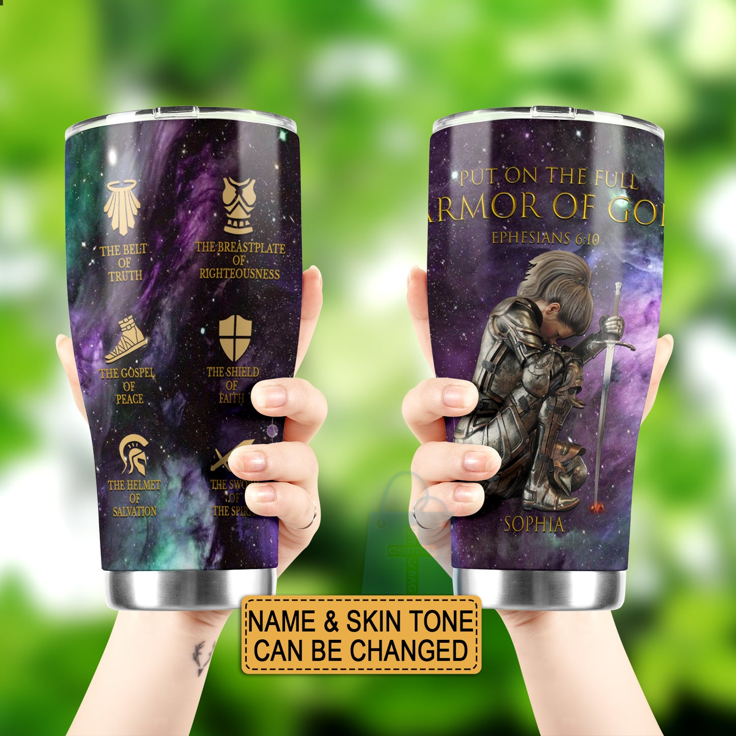 Christianartbag Drinkware, Put On The Full Armor Of God Personalized Bullet Tumbler, Personalized Bullet Tumbler, Armor Of GOD Bullet Tumbler, Christmas Gift, CAB06280823