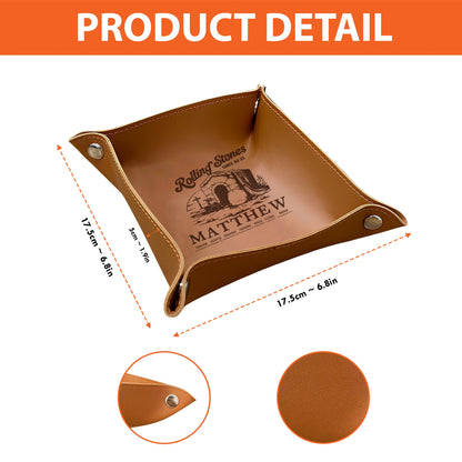 CHRISTIANARTBAG Personalized Leather Tray | Uncover the sacred meaning of your name – Rolling Stones Since Ad 33 – Custom Engraved Christian Gift by CHRISTIANARTBAG, CAB03120525