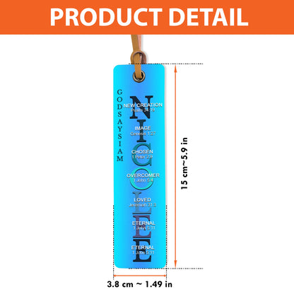 Personalized Christian Leather Bookmark – Custom Name & Bible Verses – God Says I Am Gift for Book Lovers