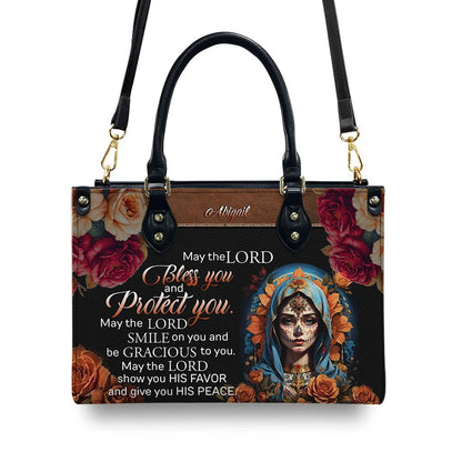 CHRISTIANARTBAG Handbags - Bless You and Protect You | Día de los Muertos Style – Mexican Sugar Skull & Bible Verse Bag for Women