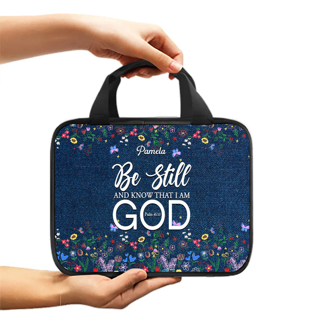 Personalized Canvas Bible Cover with Custom Name & Scripture | CHRISTIANARTBAG – Durable Zip Storage Bag for Women & Girls
