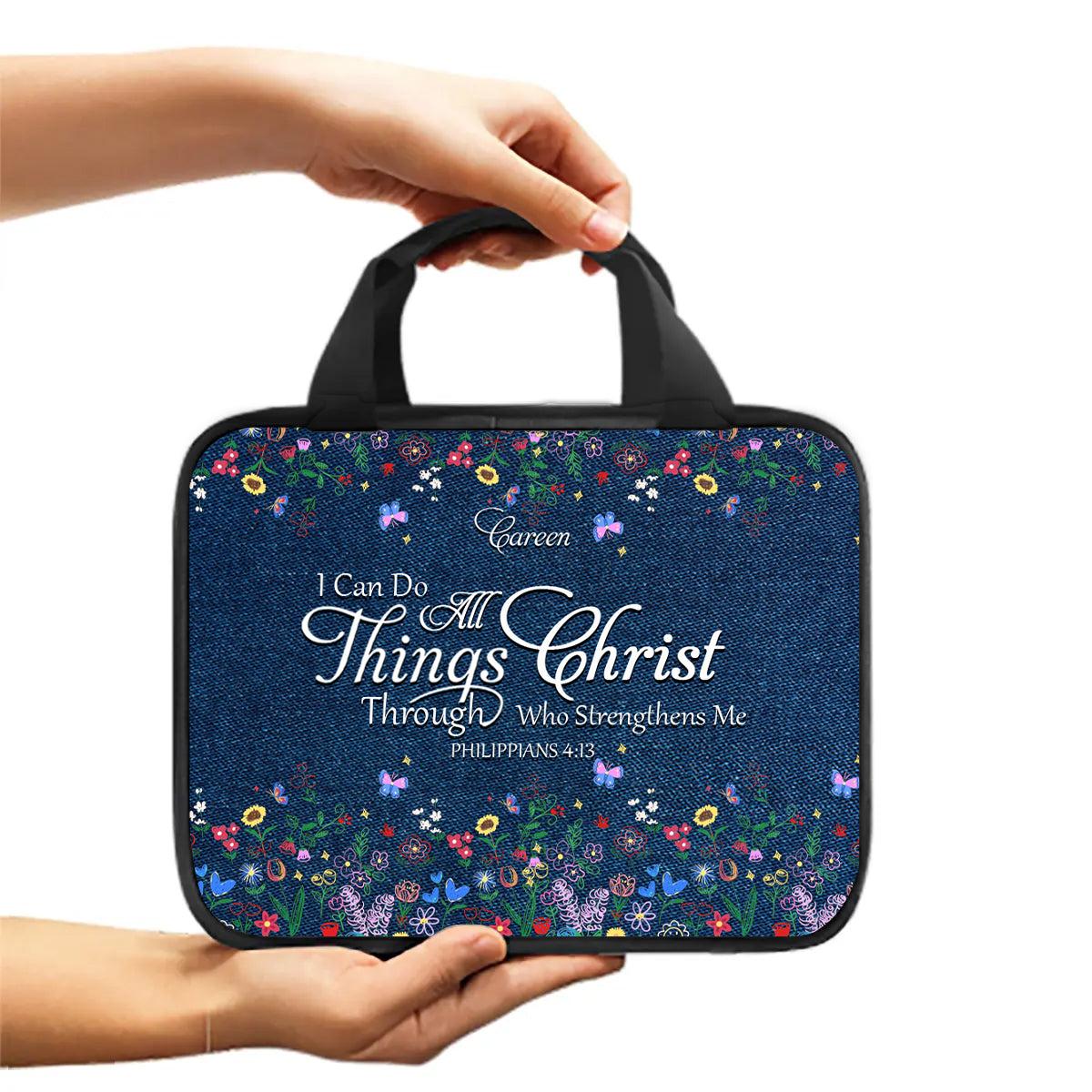 Personalized Canvas Bible Cover with Custom Name & Scripture | CHRISTIANARTBAG – Durable Zip Storage Bag for Women & Girls