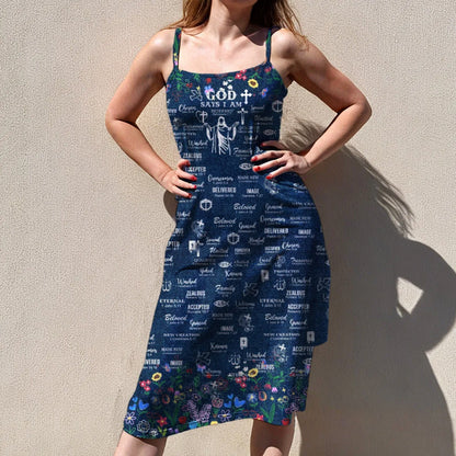 Christian Faith Dress for Women – Bible Verses Denim Print Maxi Dress with Bible Verses | Inspirational Religious Summer Dress