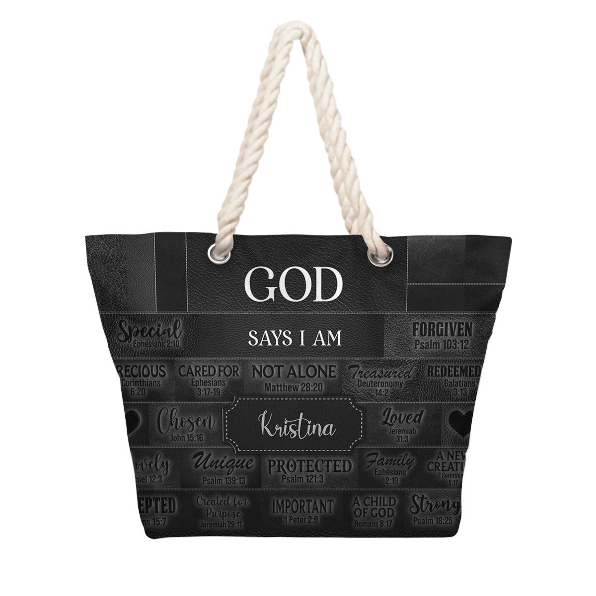 Personalized Beach Bag – Christian Scripture Tote with Custom Name