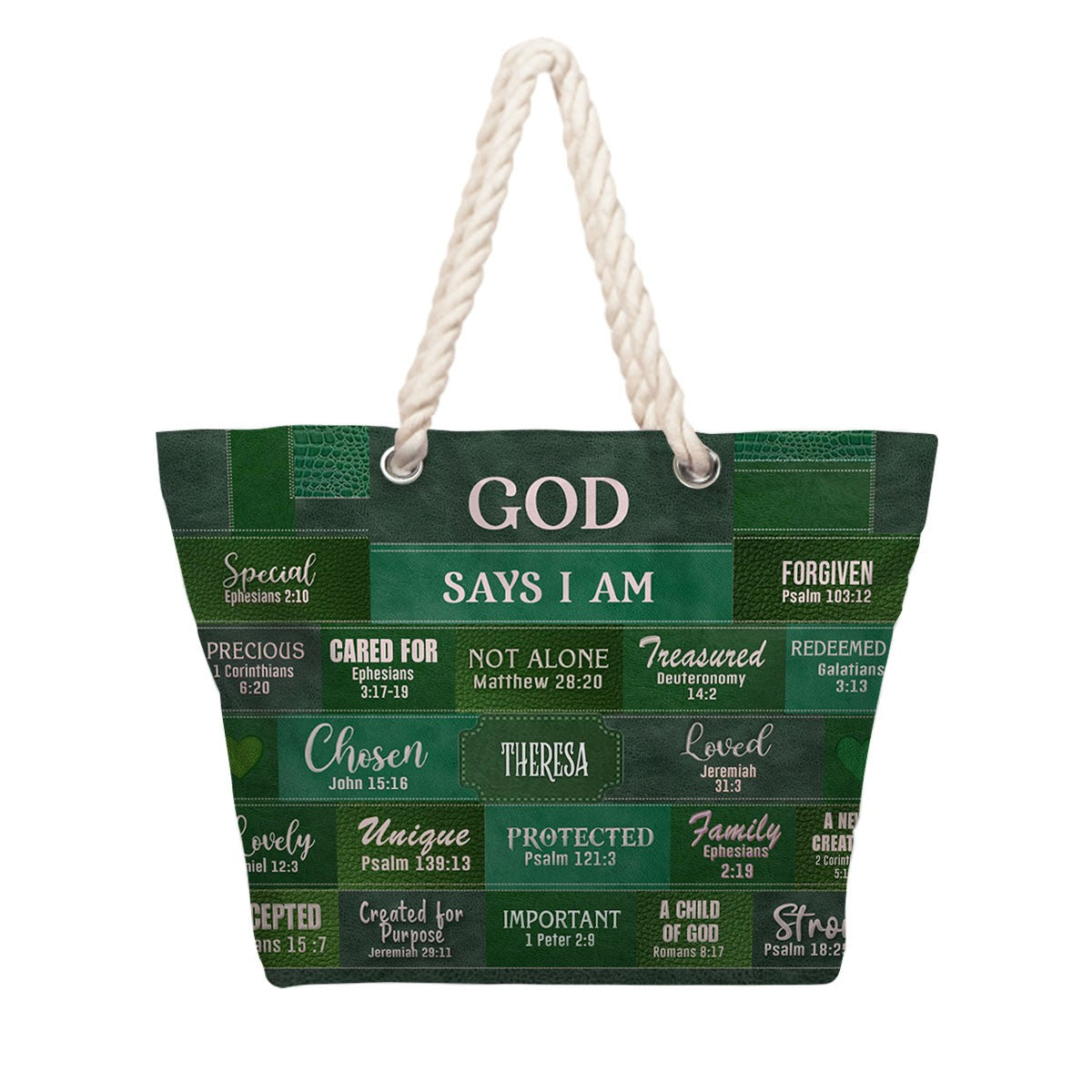 Personalized Beach Bag – Christian Scripture Tote with Custom Name