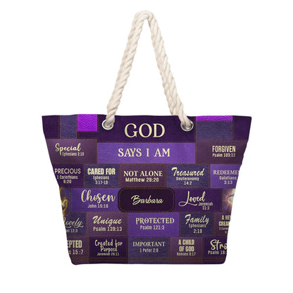 Personalized Beach Bag – Christian Scripture Tote with Custom Name