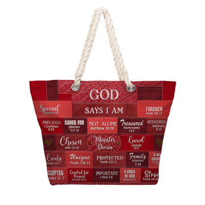Personalized Beach Bag – Christian Scripture Tote with Custom Name