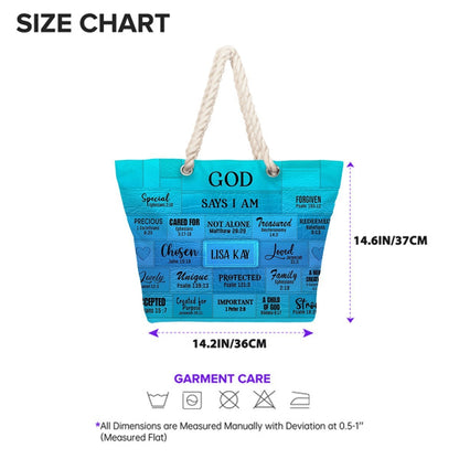 Personalized Beach Bag – Christian Scripture Tote with Custom Name