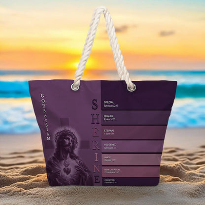Personalized Beach Bag – Custom Christian Scripture Tote with Name for Summer & Travel