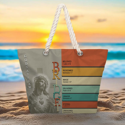 Personalized Beach Bag – Custom Christian Scripture Tote with Name for Summer & Travel