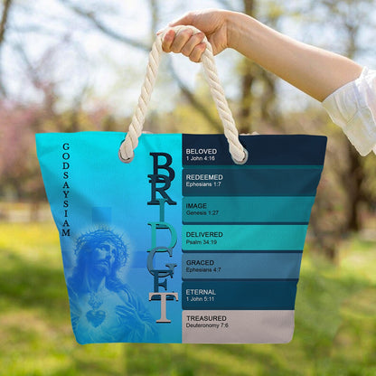 Personalized Beach Bag – Custom Christian Scripture Tote with Name for Summer & Travel