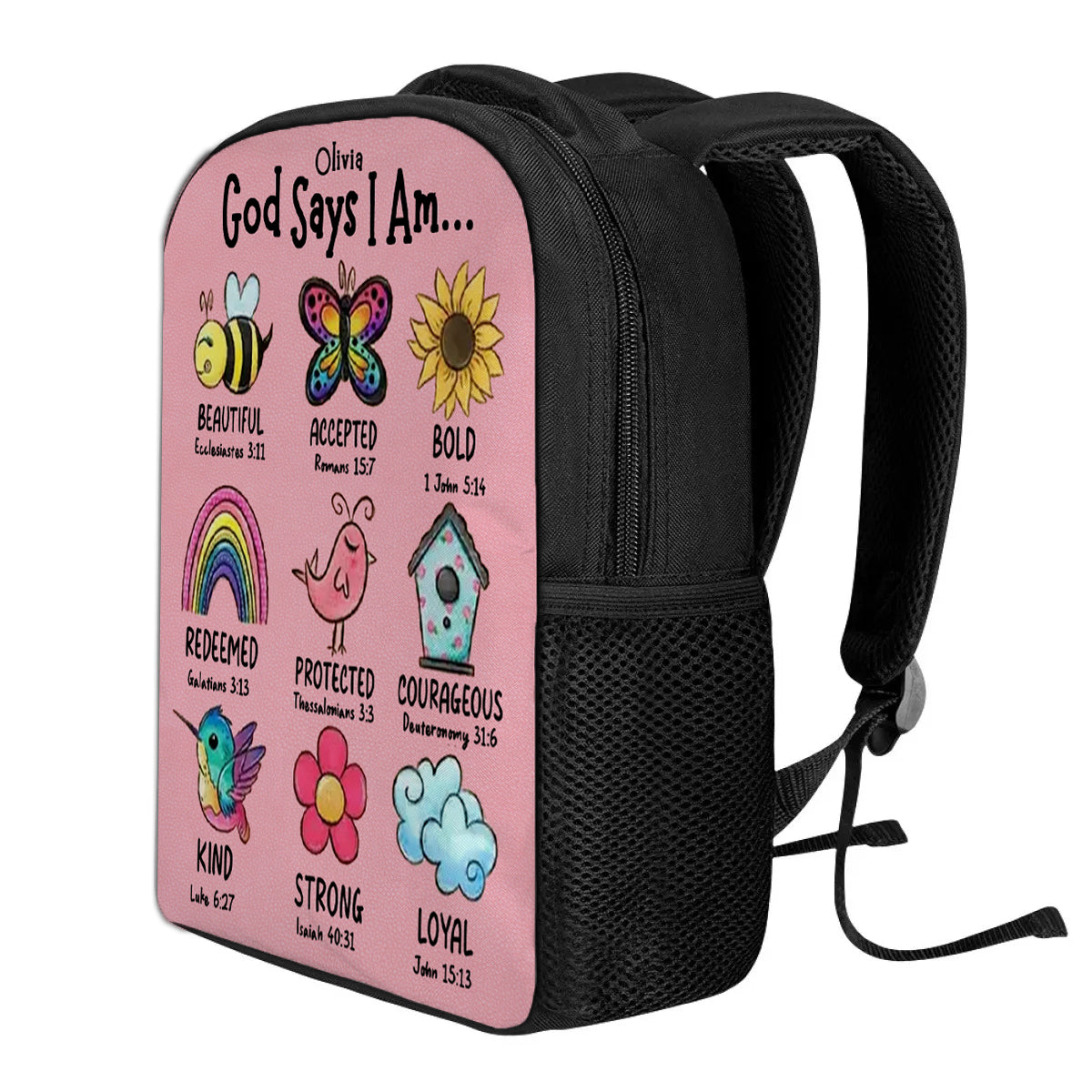 Personalized Christian Backpacks for Kids with Bible Verses – God Says I Am Collection