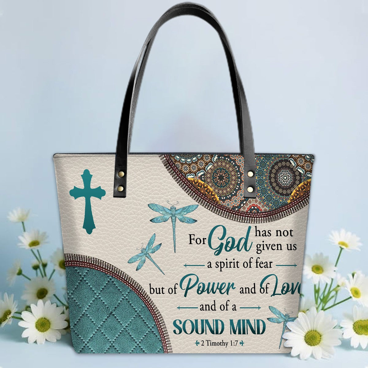 Christianart Designer Handbags, For God Has Not Given Us A Spirit Of Fear 2 Timothy 1 7 Dragonfly Mandala, Personalized Gifts, Gifts for Women.