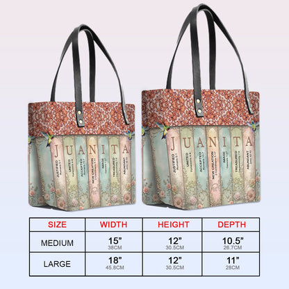 Personalized Leather Tote Bag with Bible Verses – Uncover the sacred meaning of your name | CHRISTIANARTBAG Leather TOTE Bag