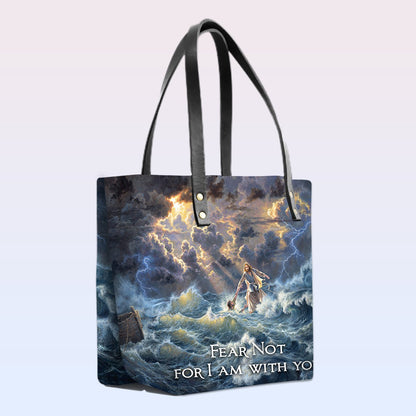 Personalized Leather Tote Bag with Bible Verses – Fear not, for I am with you Isaiah 41 10 | CHRISTIANARTBAG Leather TOTE Bag