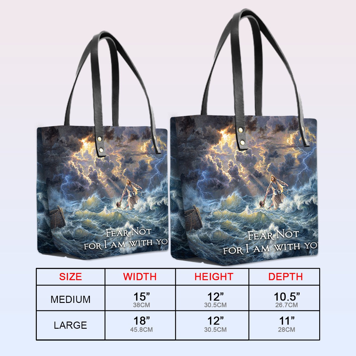 Personalized Leather Tote Bag with Bible Verses – Fear not, for I am with you Isaiah 41 10 | CHRISTIANARTBAG Leather TOTE Bag