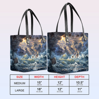 Personalized Leather Tote Bag with Bible Verses – Fear not, for I am with you Isaiah 41 10 | CHRISTIANARTBAG Leather TOTE Bag