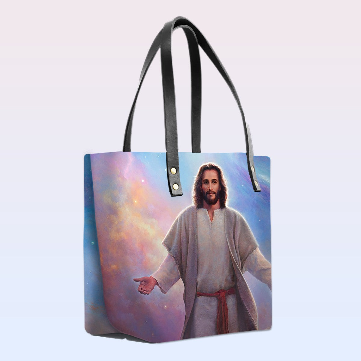 Personalized Leather Tote Bag with Bible Verses – Christian Handbag with Jesus Design | Custom Name | CHRISTIANARTBAG Leather TOTE Bag