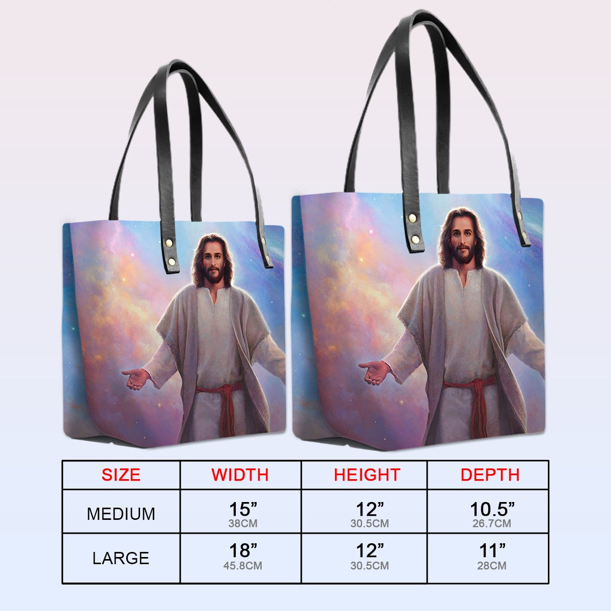 Personalized Leather Tote Bag with Bible Verses – Christian Handbag with Jesus Design | Custom Name | CHRISTIANARTBAG Leather TOTE Bag