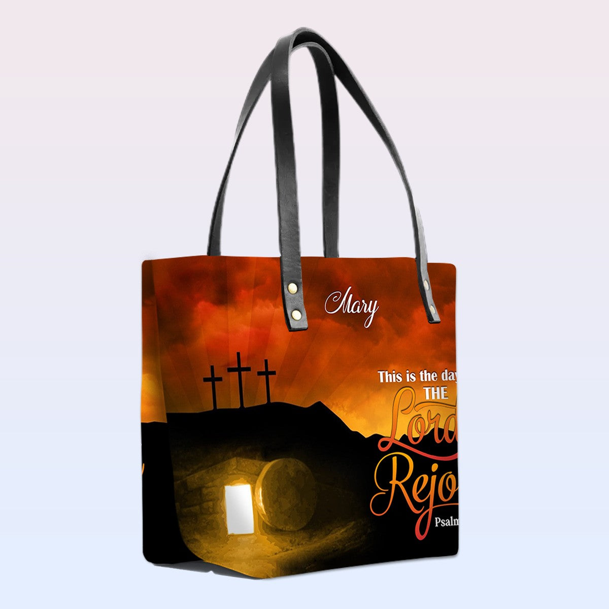 Personalized Leather Tote Bag with Bible Verses – This is the day the Lord has made let us rejoice! Psalm 118 24 | CHRISTIANARTBAG Leather TOTE Bag