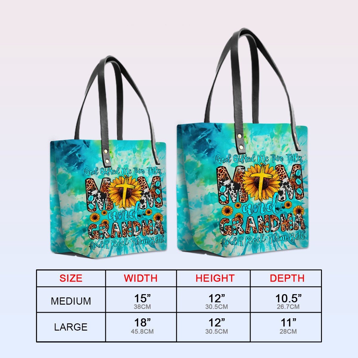 Personalized Leather Tote Bag with Bible Verses – God Gifted Me Two Titles Tie Dye | CHRISTIANARTBAG Leather TOTE Bag