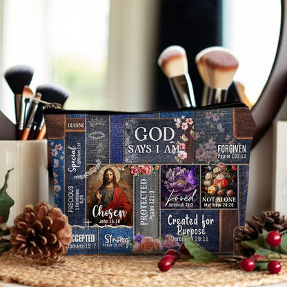 Personalized Christian Cosmetic Bag – Custom Name Makeup Bag with Bible Verses | CHRISTIANARTBAG
