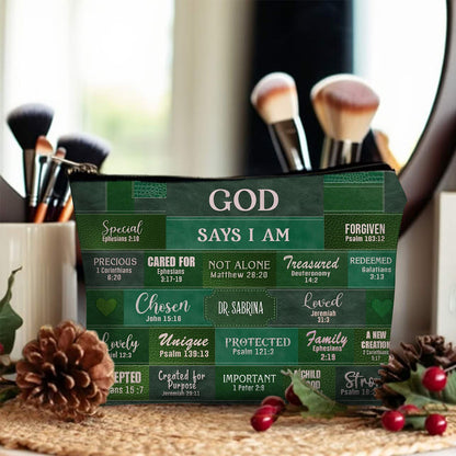 Personalized Christian Cosmetic Bag – Custom Name Makeup Bag with Bible Verses | CHRISTIANARTBAG