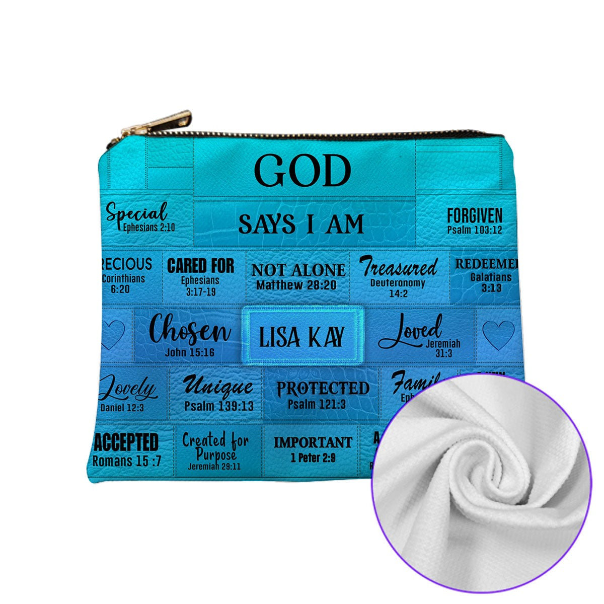 Personalized Christian Cosmetic Bag – Custom Name Makeup Bag with Bible Verses | CHRISTIANARTBAG