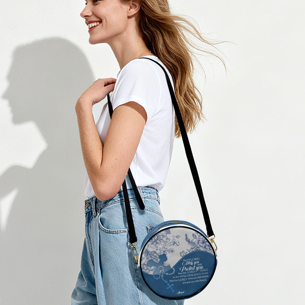 Personalized Circle Leather Crossbody Bag – Custom Name, Color & Bible Verse | CHRISTIANARTBAG