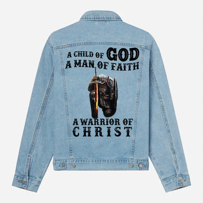 Personalized Christian Denim Jacket – Custom Warrior of Christ Jean Jacket | CHRISTIANARTBAG